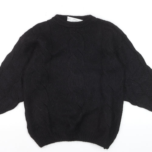 Marks and Spencer Women’s Black Wool Chunky-Knit Jumper Size 10