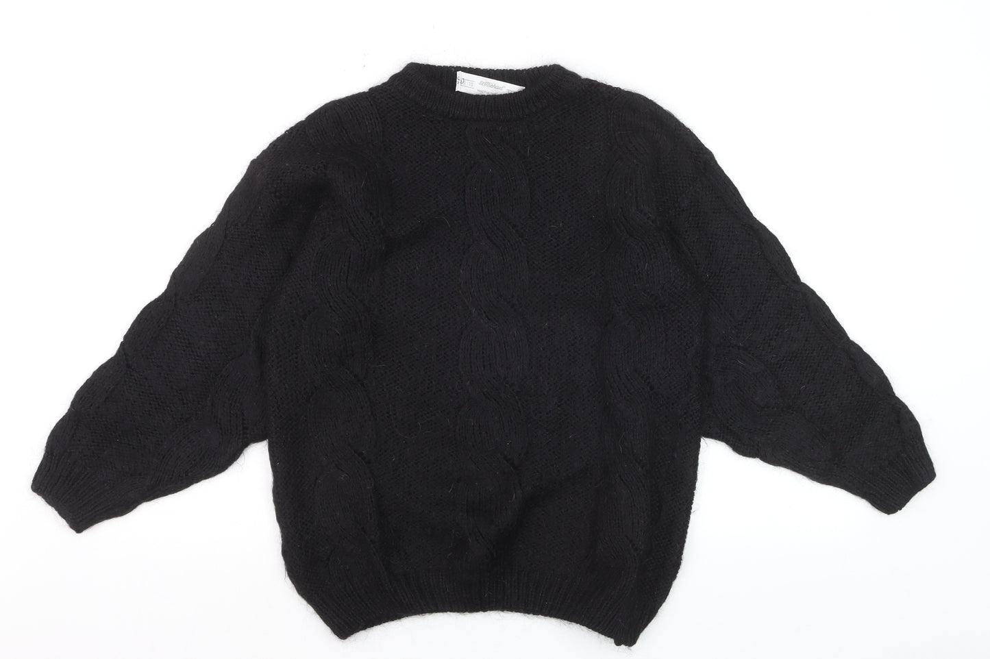 Marks and Spencer Women’s Black Wool Chunky-Knit Jumper Size 10