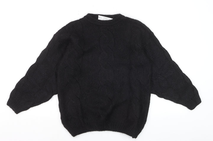 Marks and Spencer Women’s Black Wool Chunky-Knit Jumper Size 10