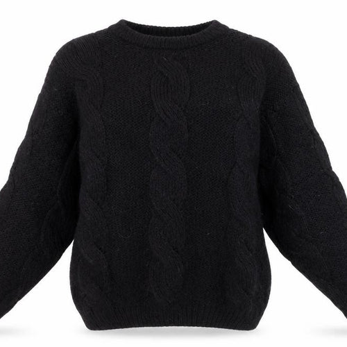 Marks and Spencer Women’s Black Wool Chunky-Knit Jumper Size 10