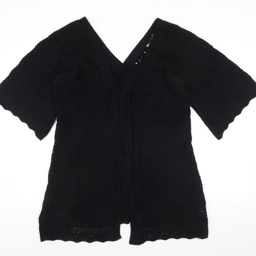 Max Women's Black Acrylic Crochet Open Cardigan Size 18