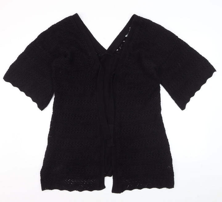 Max Women's Black Acrylic Crochet Open Cardigan Size 18