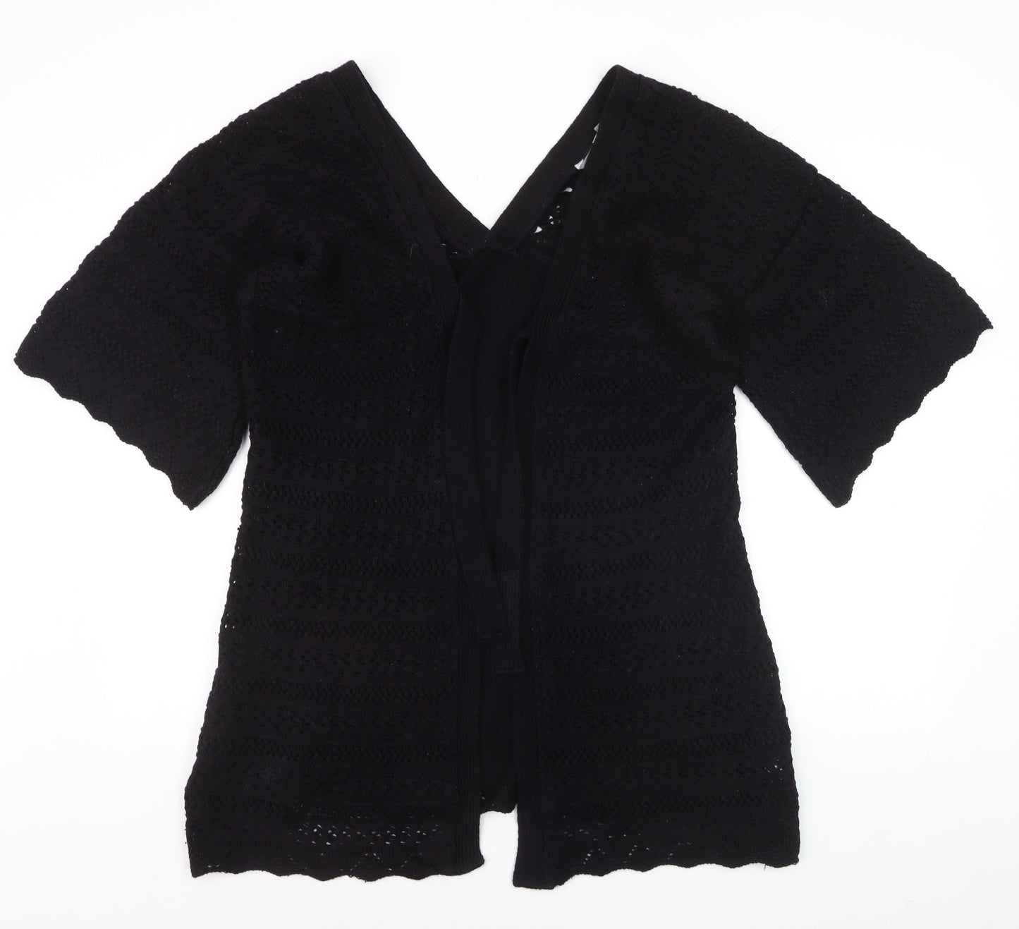 Max Women's Black Acrylic Crochet Open Cardigan Size 18