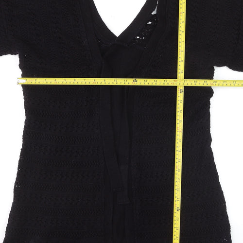 Max Women's Black Acrylic Crochet Open Cardigan Size 18