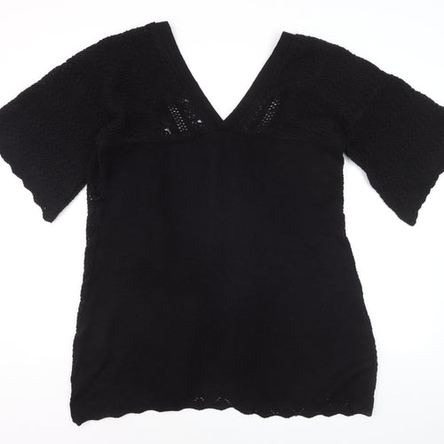 Max Women's Black Acrylic Crochet Open Cardigan Size 18