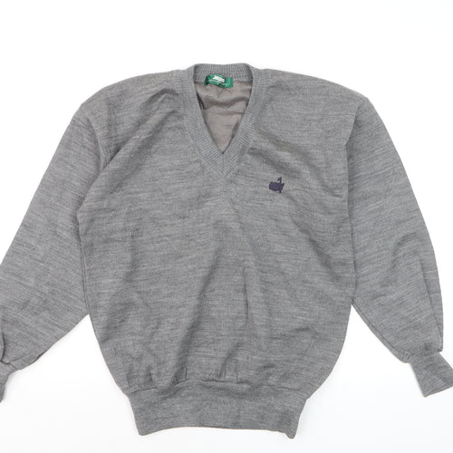 Masters Men's Grey Wool V-Neck Golf Jumper Size L