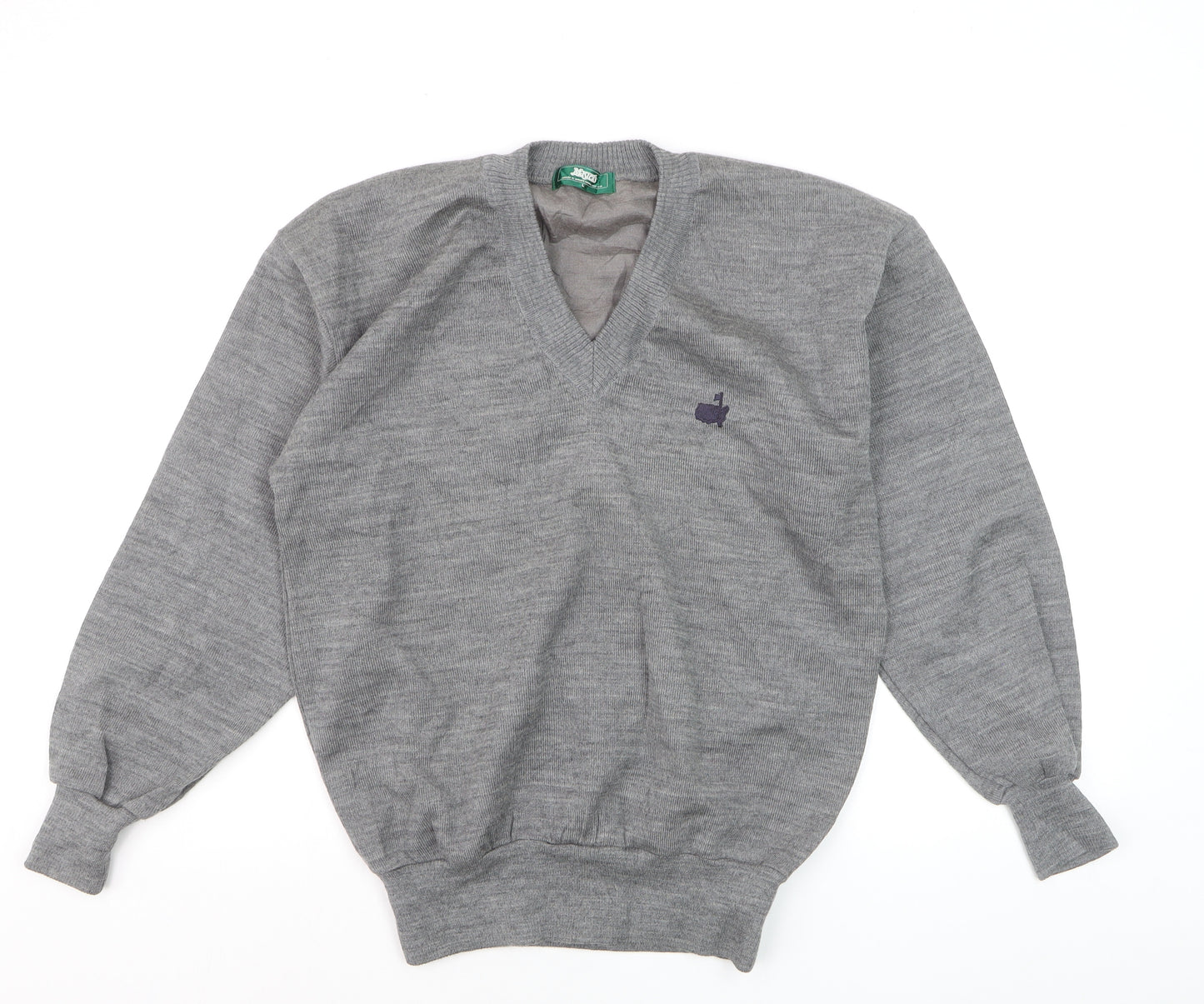Masters Men's Grey Wool V-Neck Golf Jumper Size L