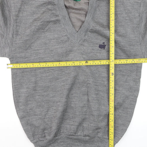 Masters Men's Grey Wool V-Neck Golf Jumper Size L