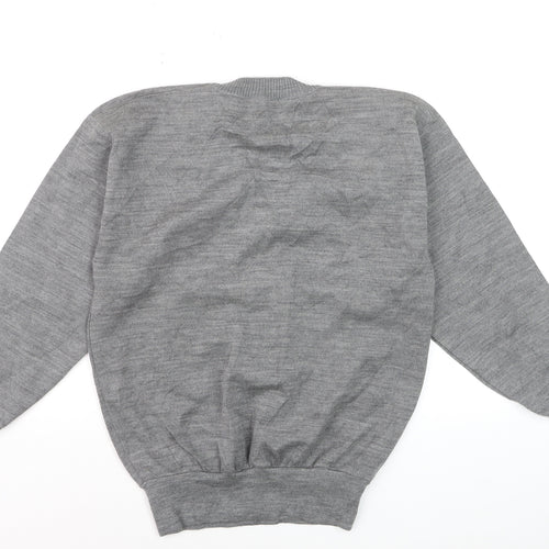 Masters Men's Grey Wool V-Neck Golf Jumper Size L
