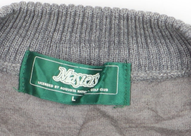 Masters Men's Grey Wool V-Neck Golf Jumper Size L