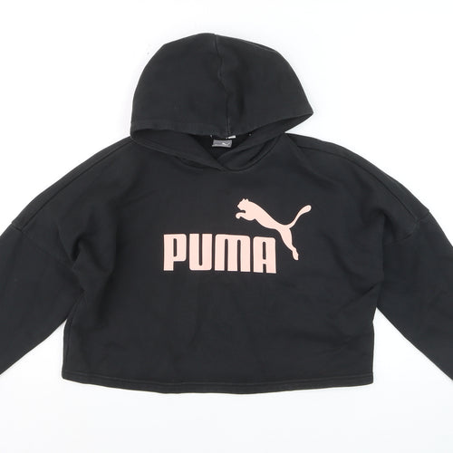 Puma Girls Black Hoodie 11-12 Years Logo Pullover Sweatshirt