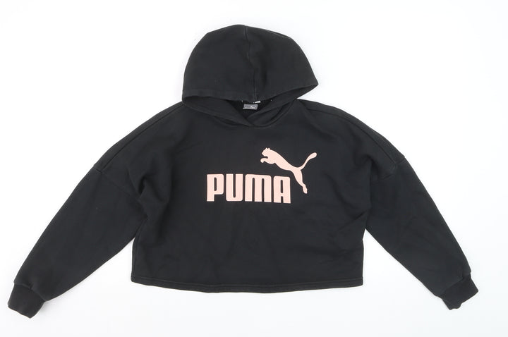 Puma Girls Black Hoodie 11-12 Years Logo Pullover Sweatshirt