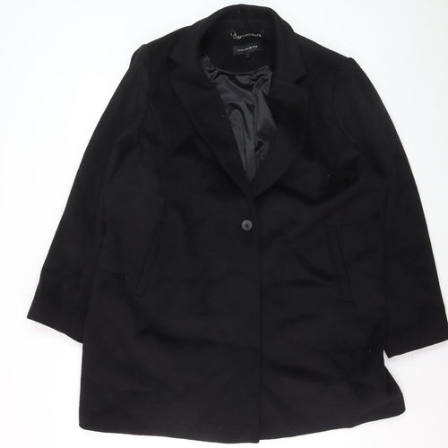 Live Unlimited Women Black Wool Blend Mid-Length Overcoat Size 24