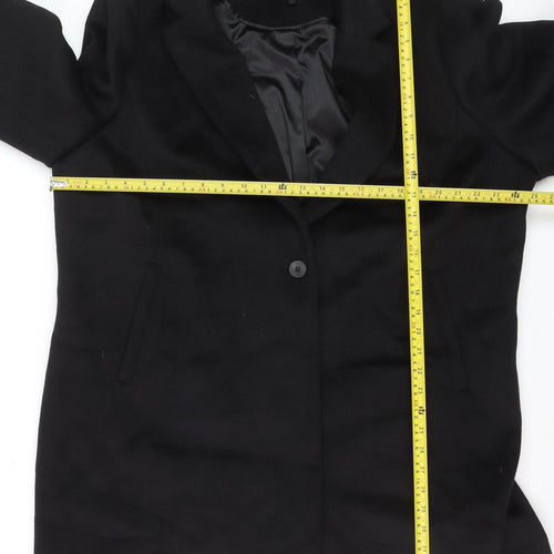 Live Unlimited Women Black Wool Blend Mid-Length Overcoat Size 24