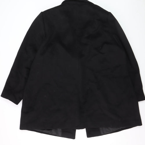 Live Unlimited Women Black Wool Blend Mid-Length Overcoat Size 24