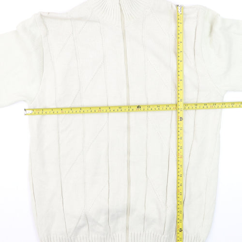 JMC Men's Ivory Full Zip Cable-Knit Jumper XL
