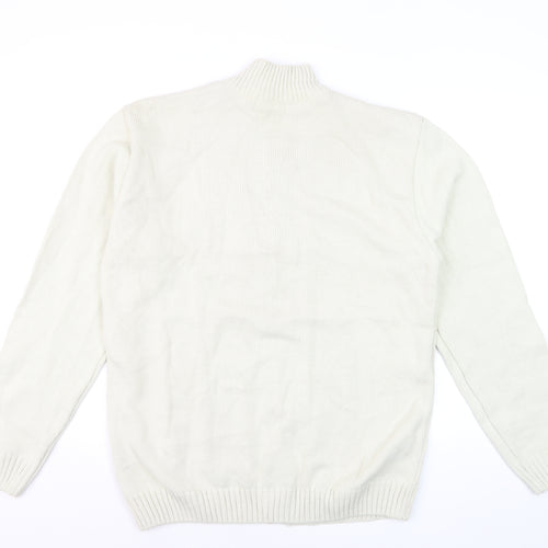 JMC Men's Ivory Full Zip Cable-Knit Jumper XL