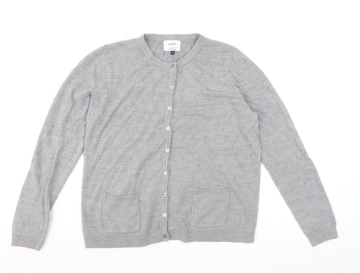 Maine New England Women Grey Size 16 Acrylic Cardigan Knitwear