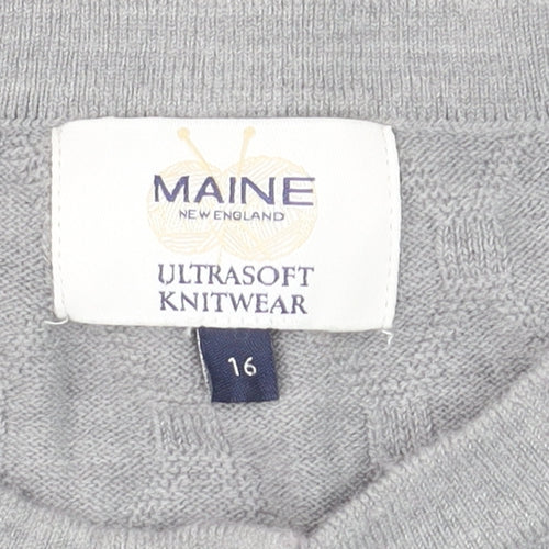 Maine New England Women Grey Size 16 Acrylic Cardigan Knitwear