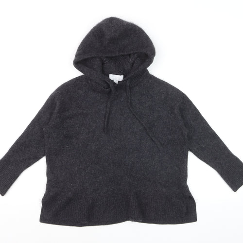 The White Company Women Grey 100% Cashmere Hooded Pullover Jumper M