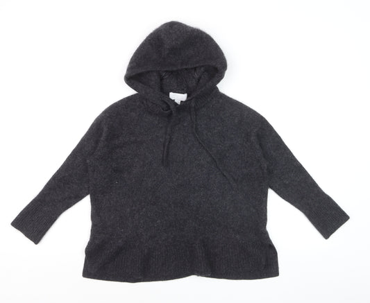 The White Company Women Grey 100% Cashmere Hooded Pullover Jumper M