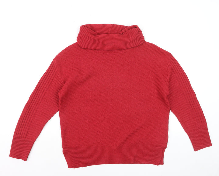 Roman Women Red Roll Neck Knit Jumper Size 12 Long Sleeve