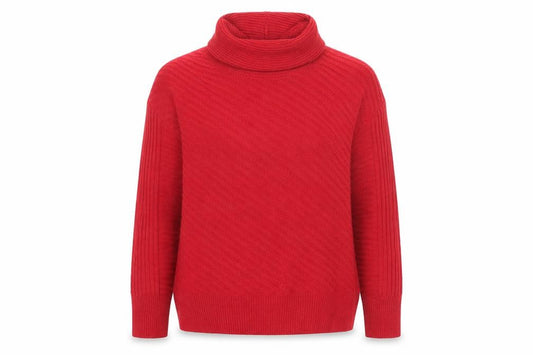 Front view of Roman Women Red Roll Neck Knit Jumper, size 12, Long Sleeve