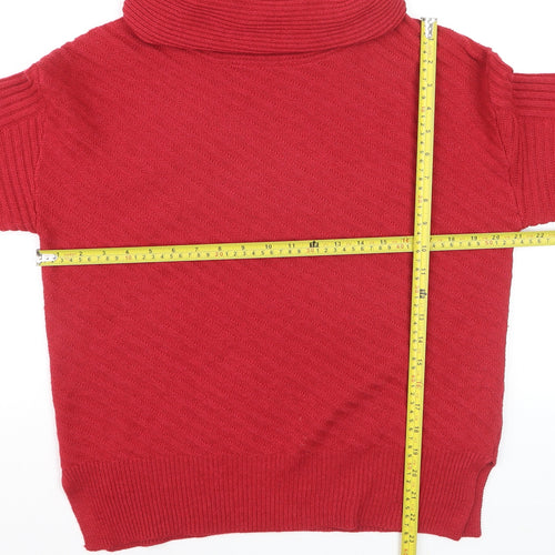 Roman Women Red Roll Neck Knit Jumper Size 12 Long Sleeve