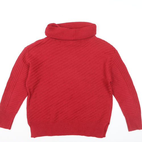 Roman Women Red Roll Neck Knit Jumper Size 12 Long Sleeve