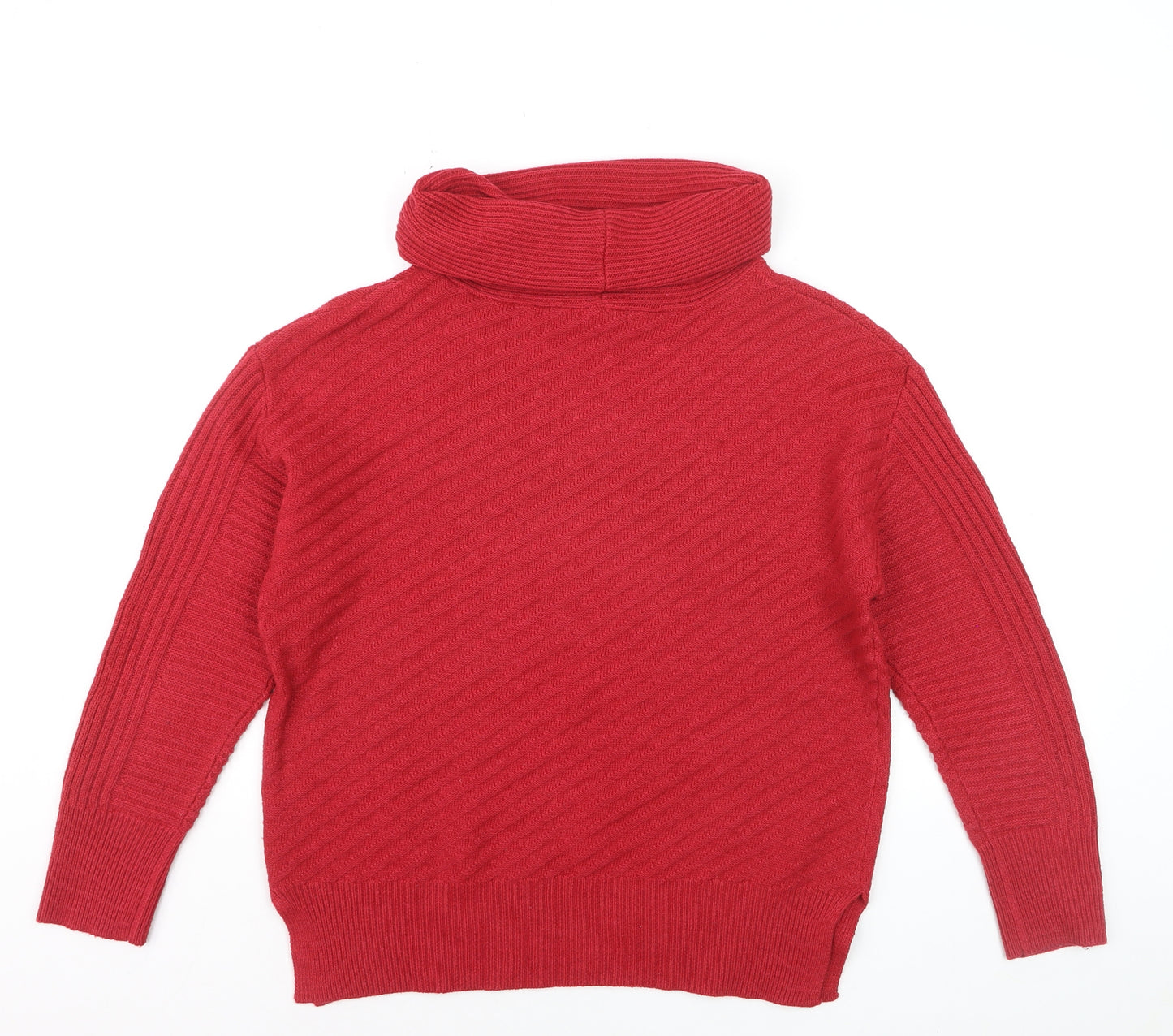 Roman Women Red Roll Neck Knit Jumper Size 12 Long Sleeve