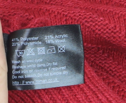Roman Women Red Roll Neck Knit Jumper Size 12 Long Sleeve