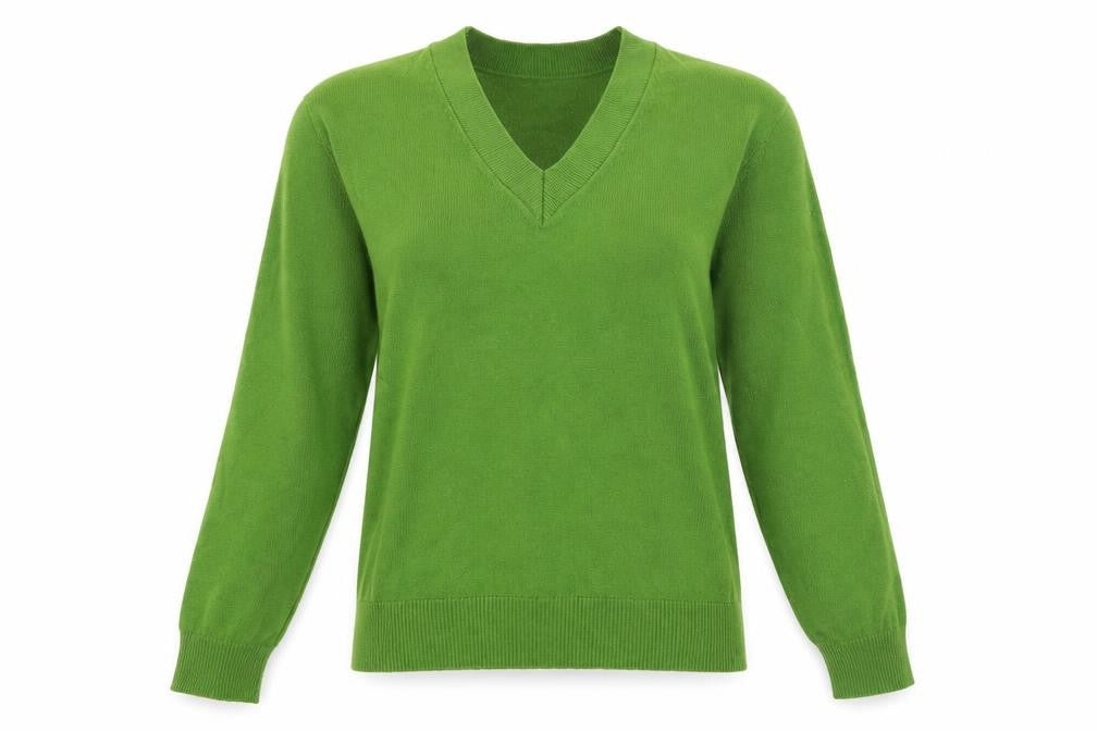 Marks and Spencer Women Green XS V-Neck Wool Blend Jumper