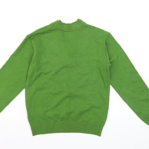 Marks and Spencer Women Green XS V-Neck Wool Blend Jumper