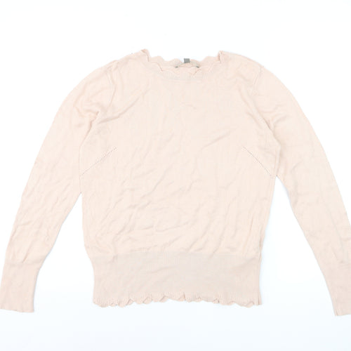 Oasis Women’s Beige Scallop Crew Neck Knit Jumper Size S