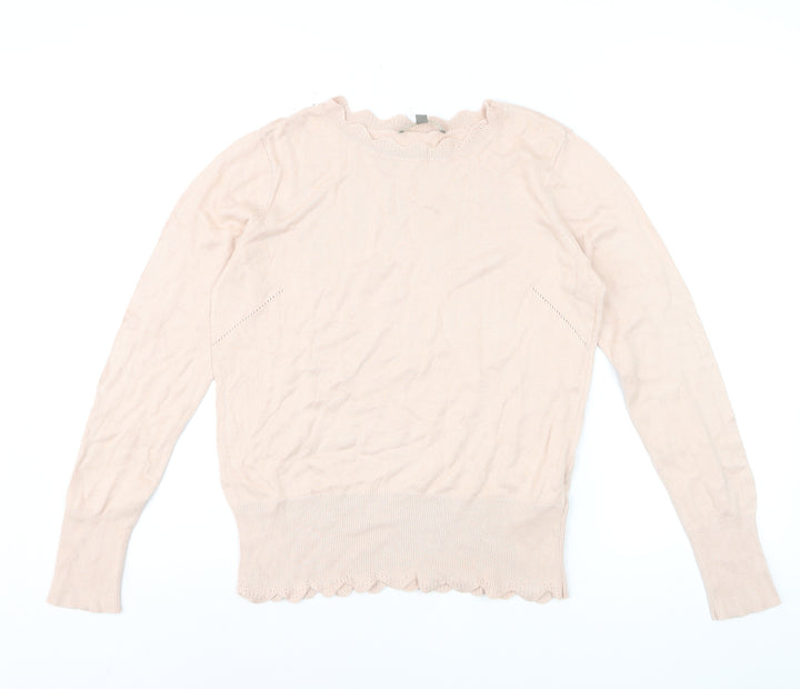 Oasis Women’s Beige Scallop Crew Neck Knit Jumper Size S