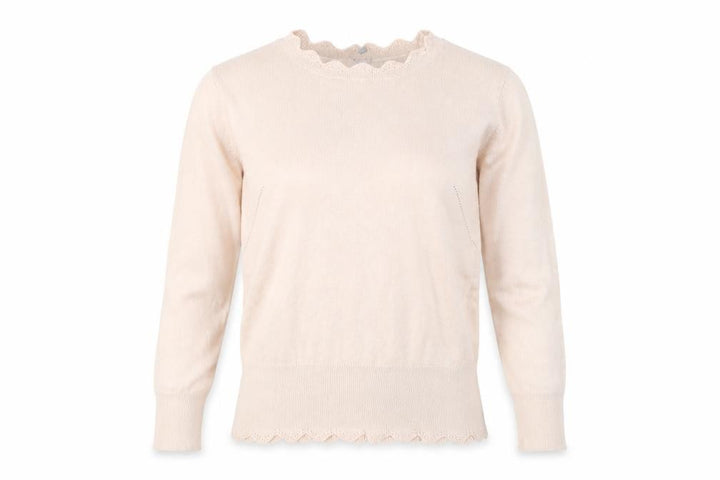 Oasis Women’s Beige Scallop Crew Neck Knit Jumper Size S