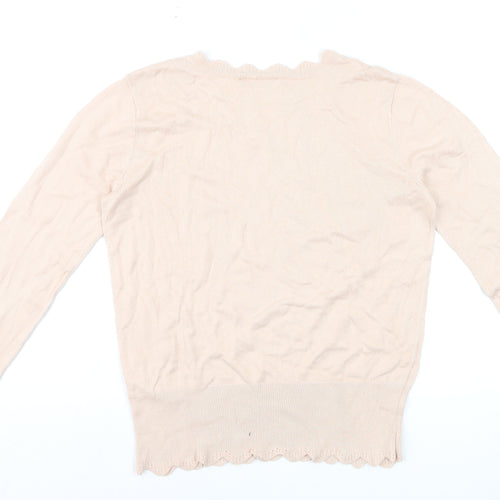 Oasis Women’s Beige Scallop Crew Neck Knit Jumper Size S