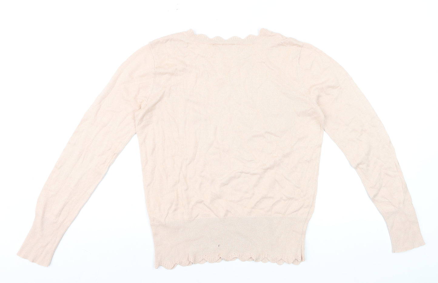 Oasis Women’s Beige Scallop Crew Neck Knit Jumper Size S