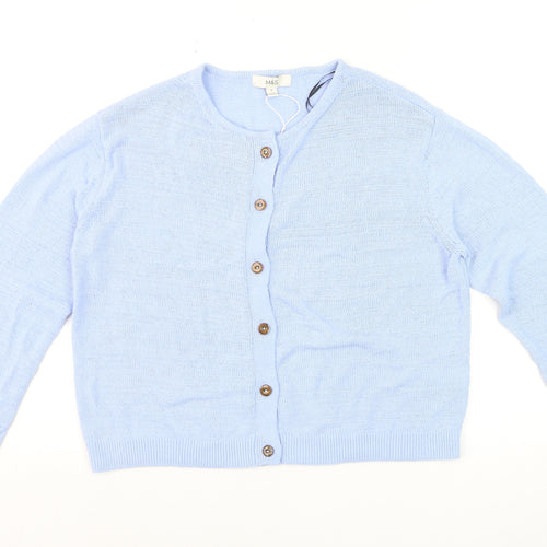 Marks and Spencer Women’s Blue Cotton Blend Cardigan M