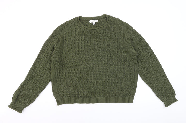 Marks and Spencer Women’s Green Cable-Knit Cotton Jumper M