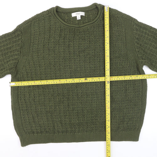 Marks and Spencer Women’s Green Cable-Knit Cotton Jumper M