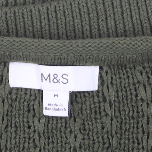 Marks and Spencer Women’s Green Cable-Knit Cotton Jumper M