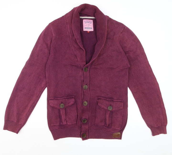 SoulCal & Co Men's Purple Cotton Button Cardigan M