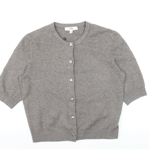 Marks and Spencer Womens Grey Short Sleeve Cardigan S