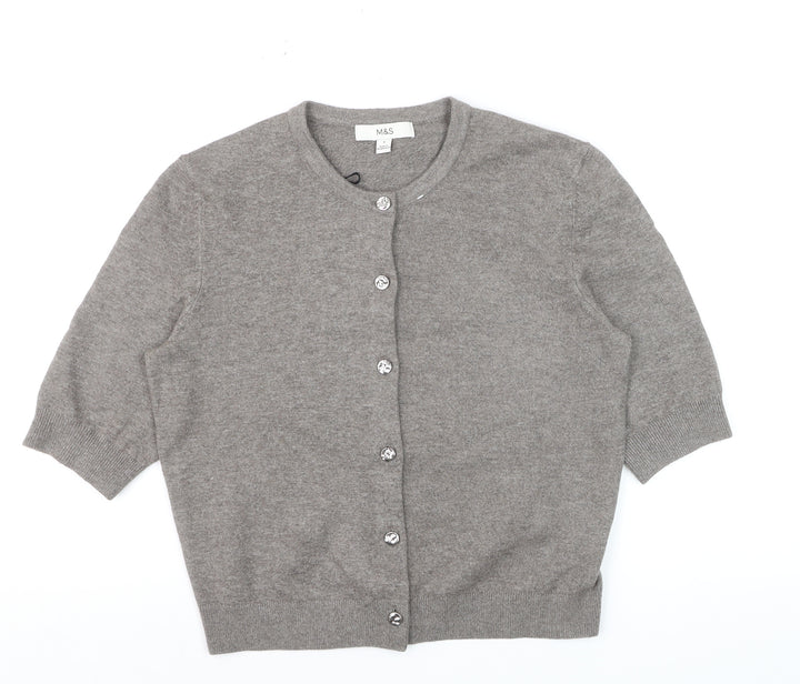 Marks and Spencer Womens Grey Short Sleeve Cardigan S