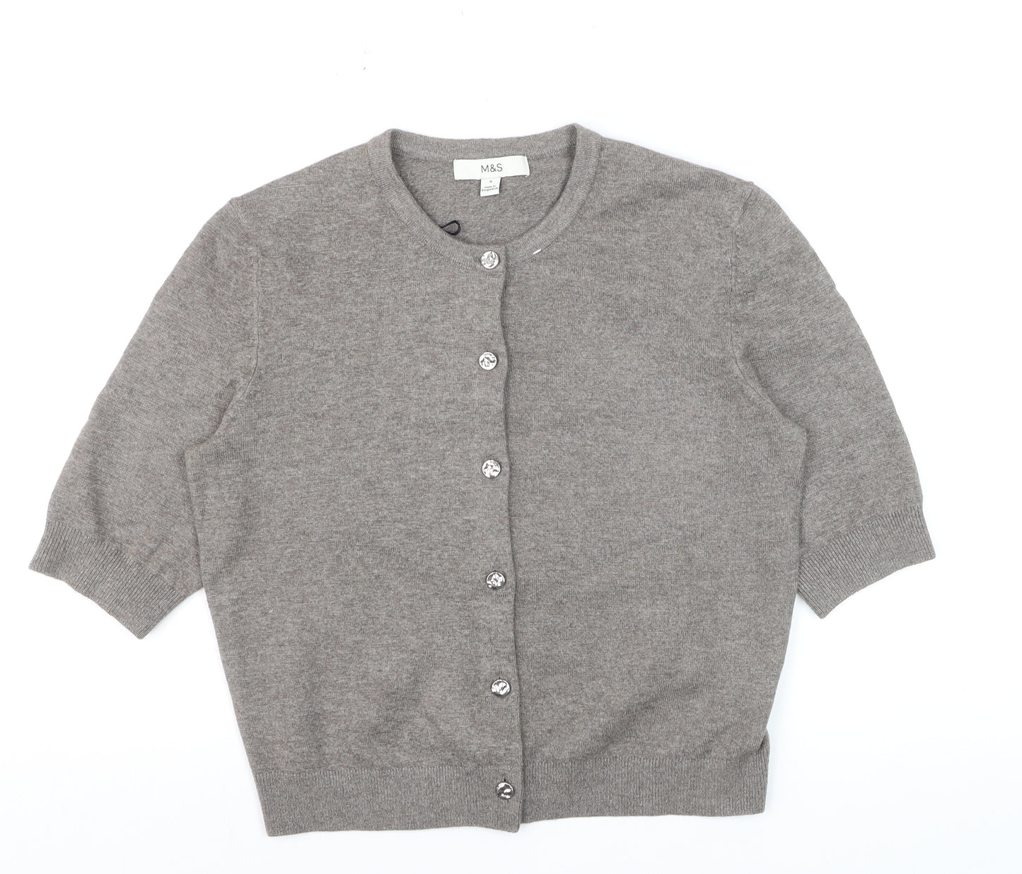 Marks and Spencer Womens Grey Short Sleeve Cardigan S