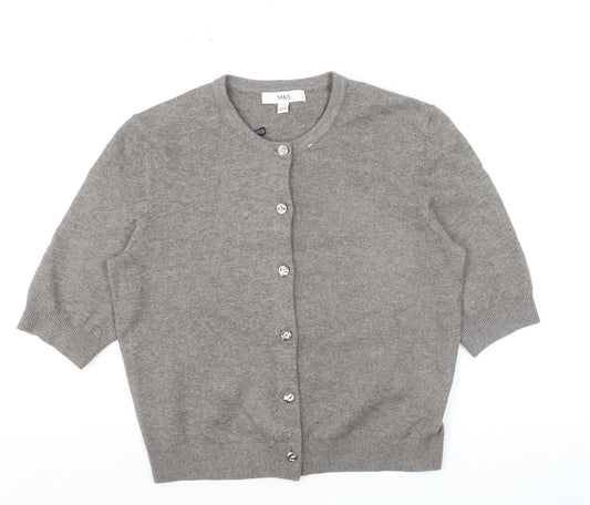 Marks and Spencer Womens Grey Short Sleeve Cardigan S