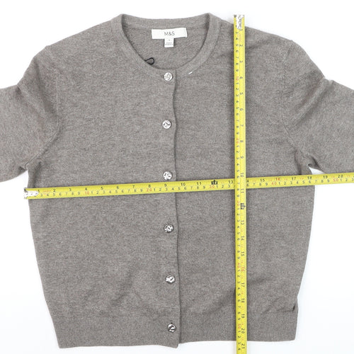 Marks and Spencer Womens Grey Short Sleeve Cardigan S