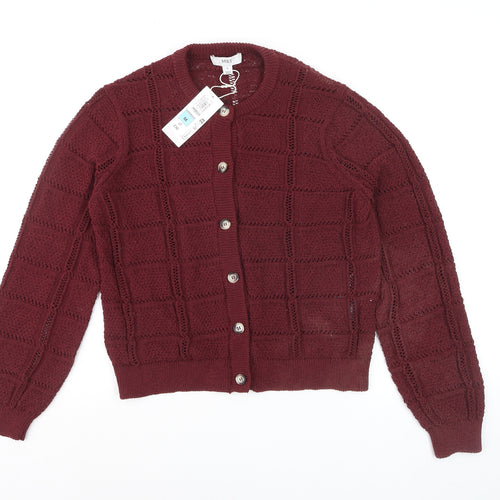 Marks and Spencer Men's Red Knit Crew Neck Cardigan Size M
