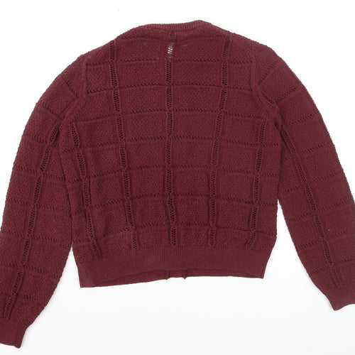 Marks and Spencer Men's Red Knit Crew Neck Cardigan Size M